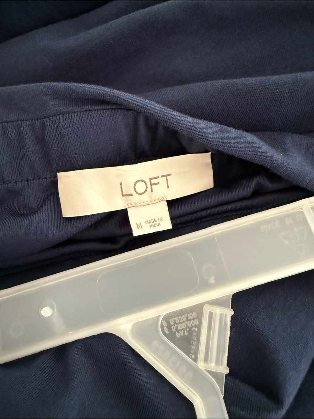 LOFT Navy Strapless Poplin Mixed Media Pocket Dress - Midi Length, Size Medium - Picture 5 of 6